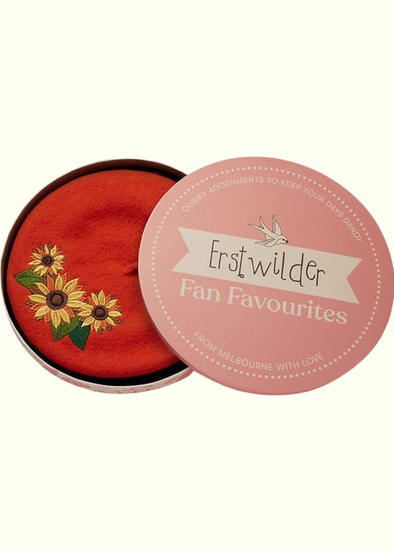 Orange baret med solsikke Accessories Erstwilder