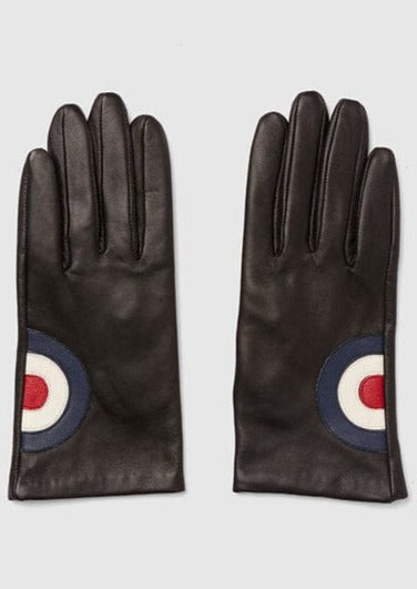 Retro handsker i sort læder med skydeskive Accessories Mabel Sheppard