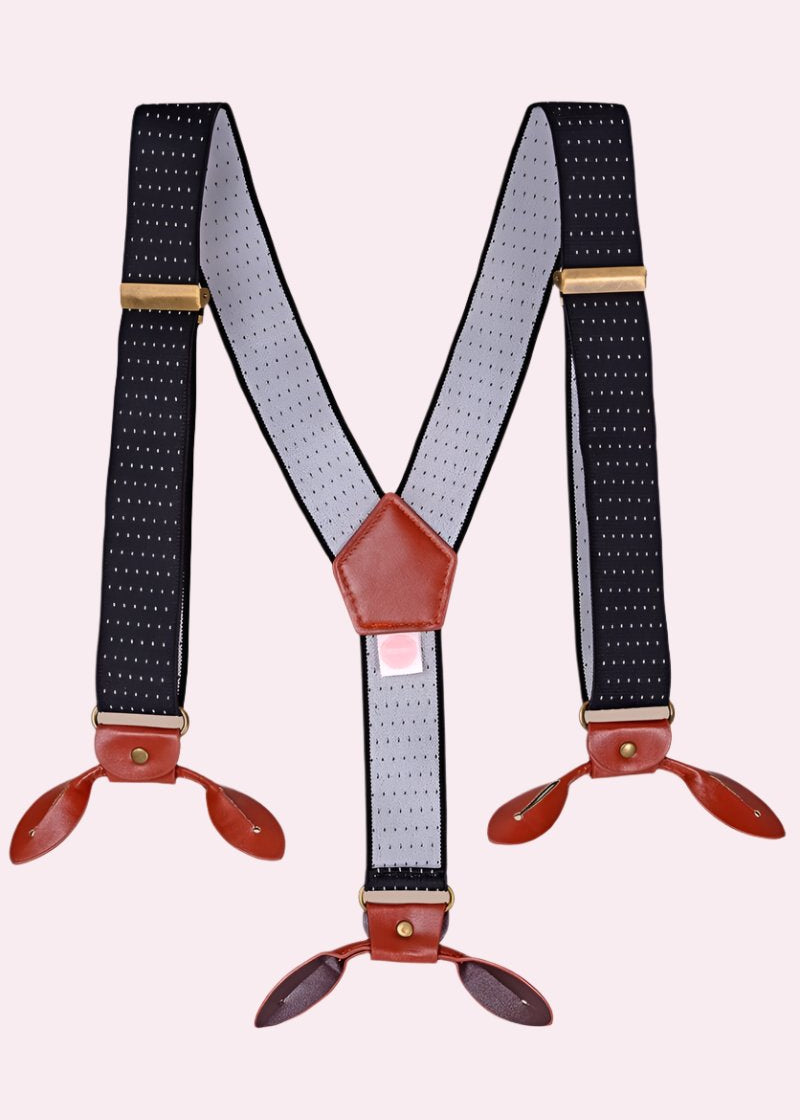 Sassy suspenders seler i sort med prikker -vegansk tøj Mondo Kaos