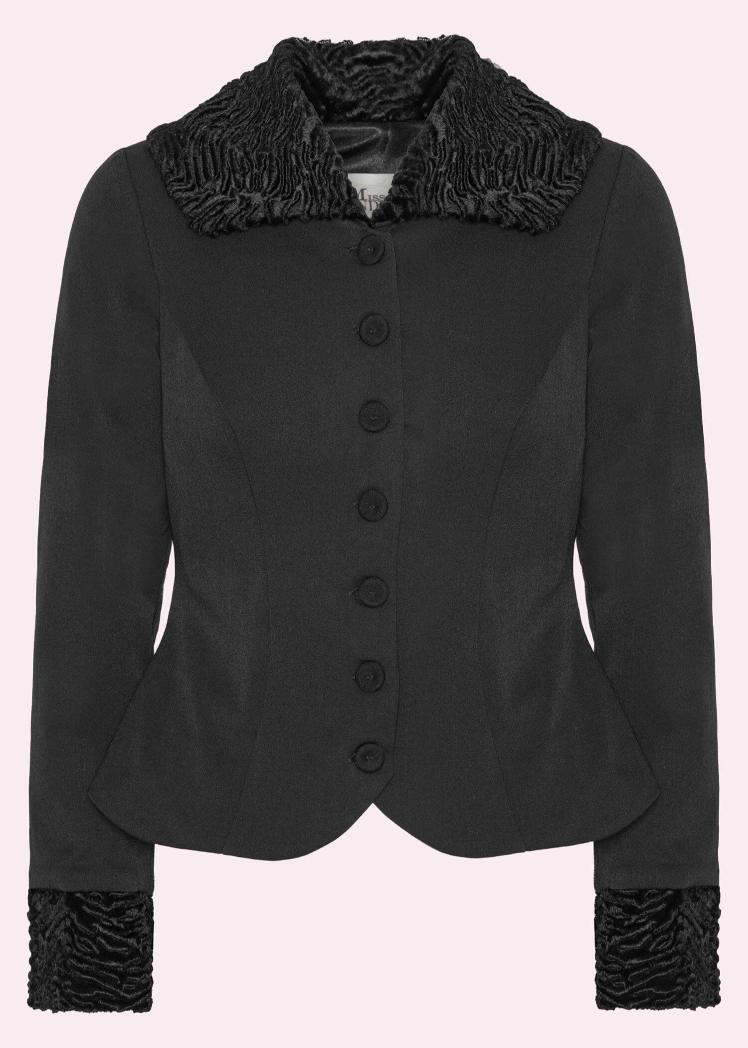 Siliva-Lou sort figursyet blazer jakke Miss Candyfloss