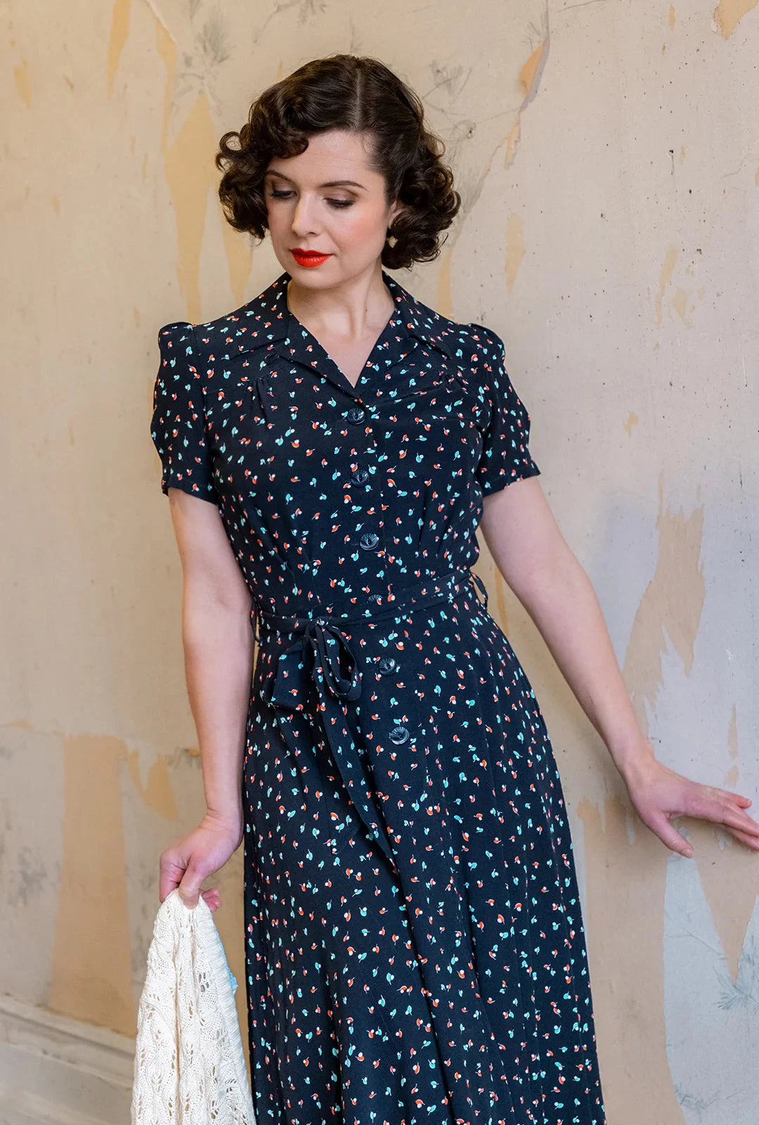 Skjortekjole i 1940'er stil - Ocean Pearl skjortekjole House of Foxy