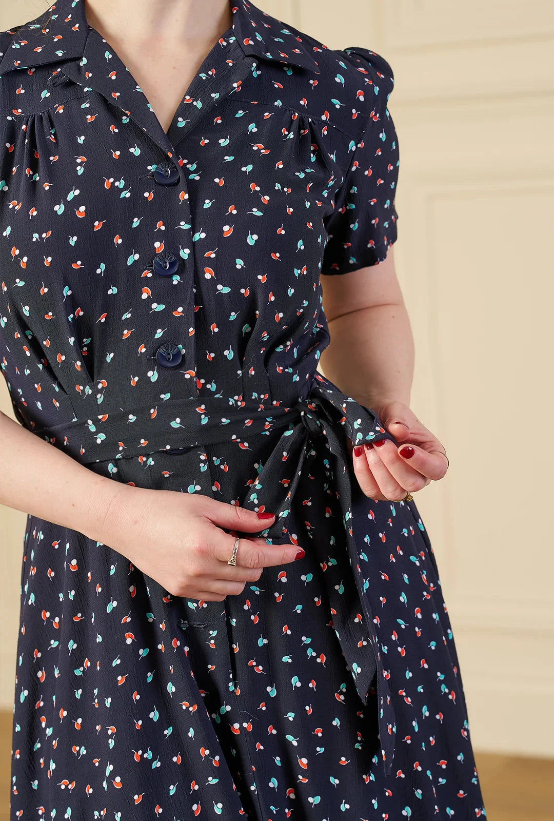 Skjortekjole i 1940'er stil - Ocean Pearl skjortekjole House of Foxy