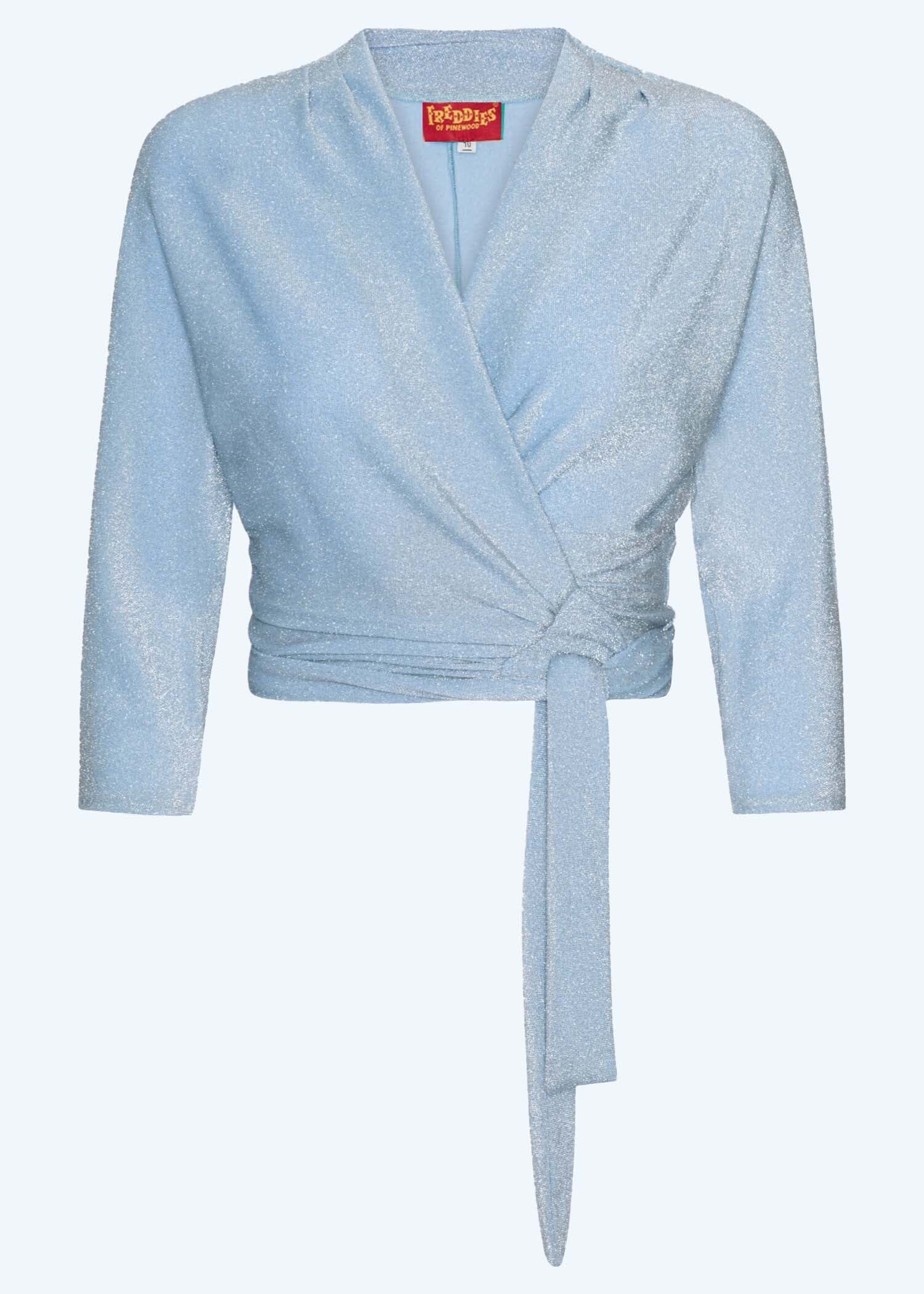 Slåom bluse i lys blå med glimmer bluse Freddies Of Pinewood