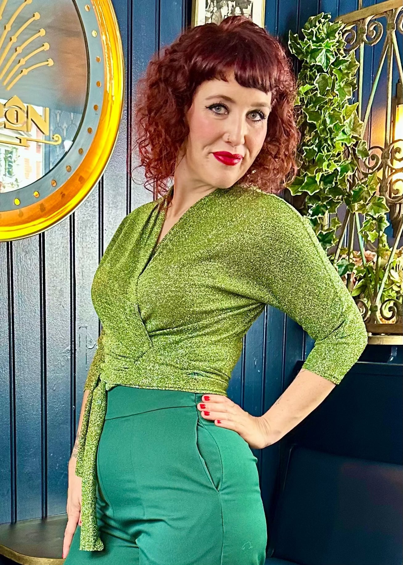 Slåom bluse med glimmer - grøn Freddies Of Pinewood