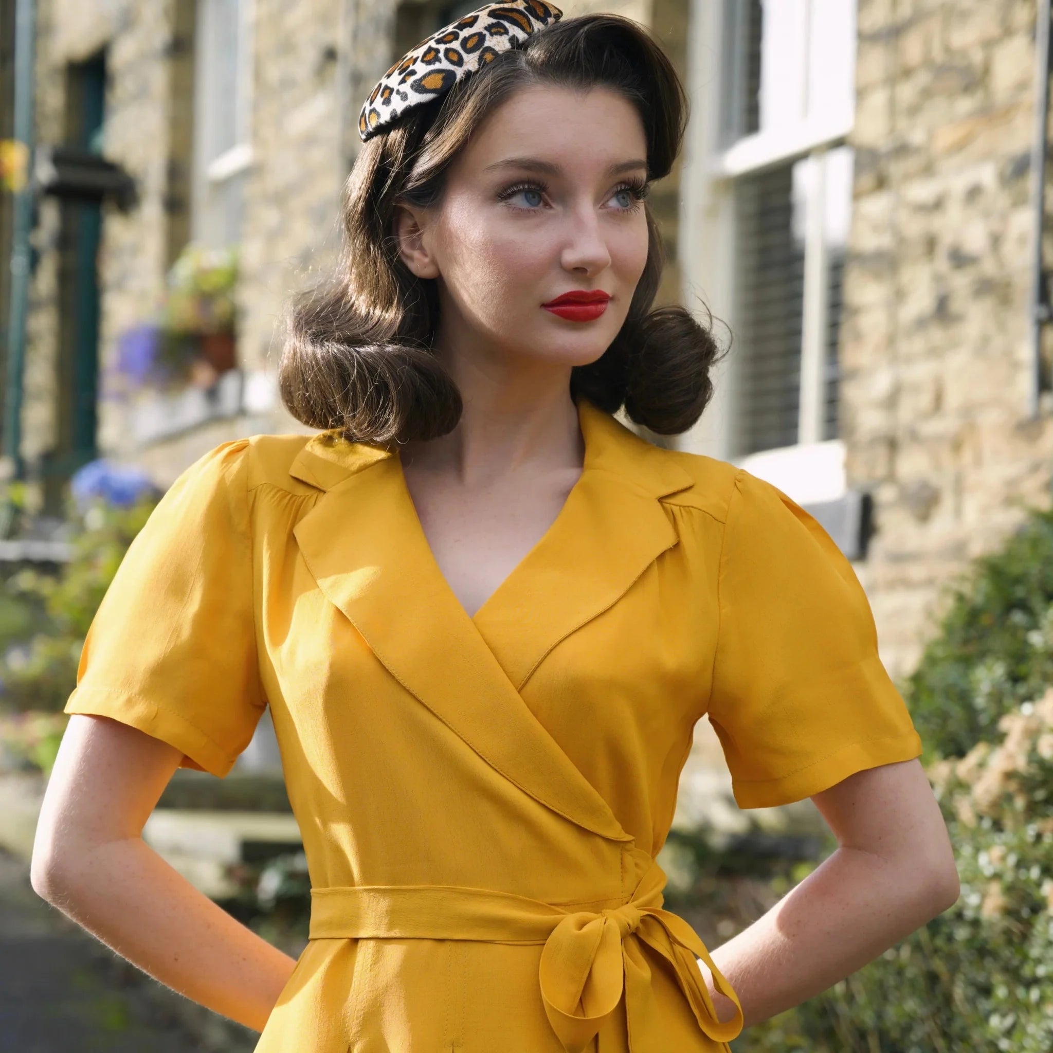 Slåom kjole i vintage stil - mustard slåom kjole Seamstress Of Bloomsbury