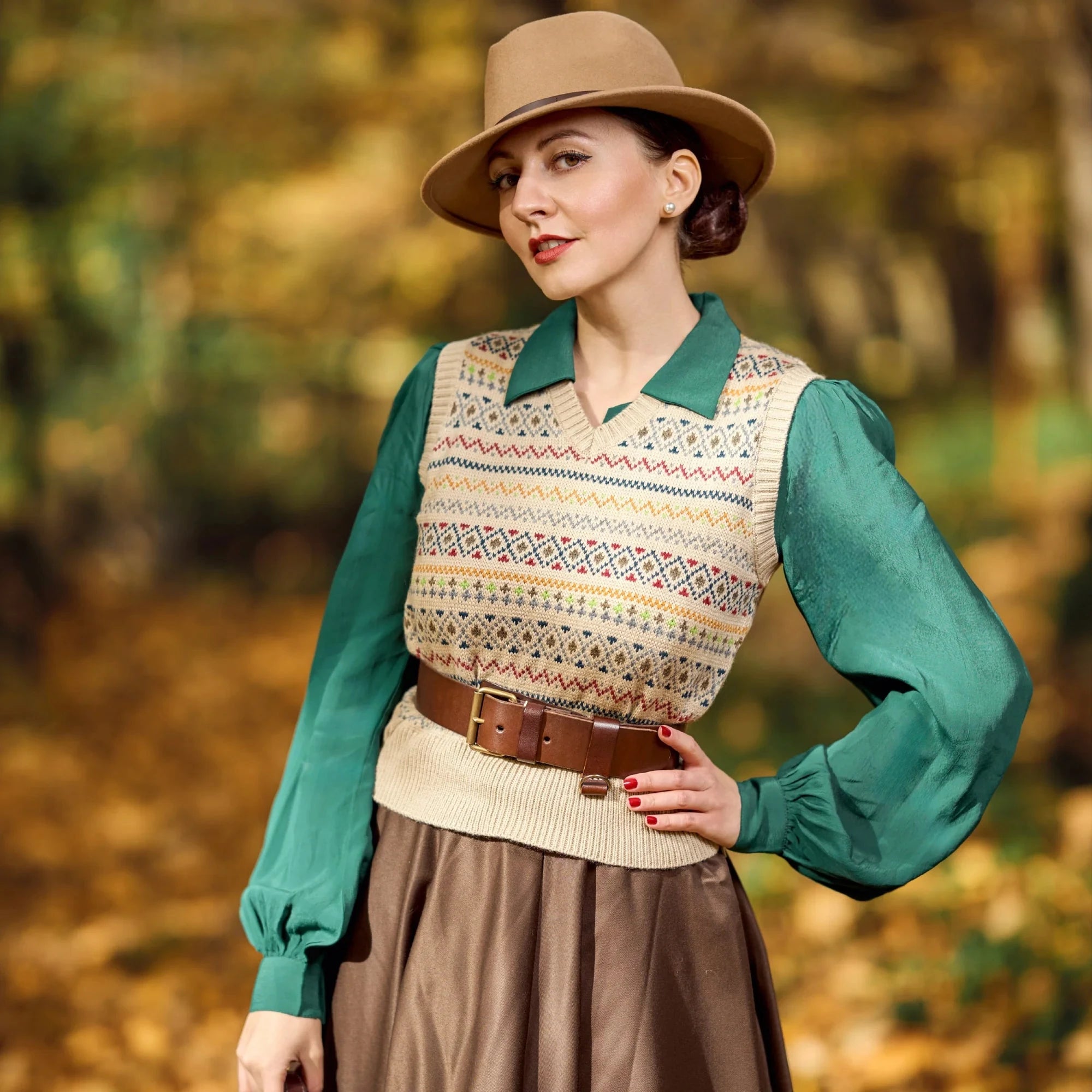 Slipover med fair isle mønster strik Seamstress Of Bloomsbury