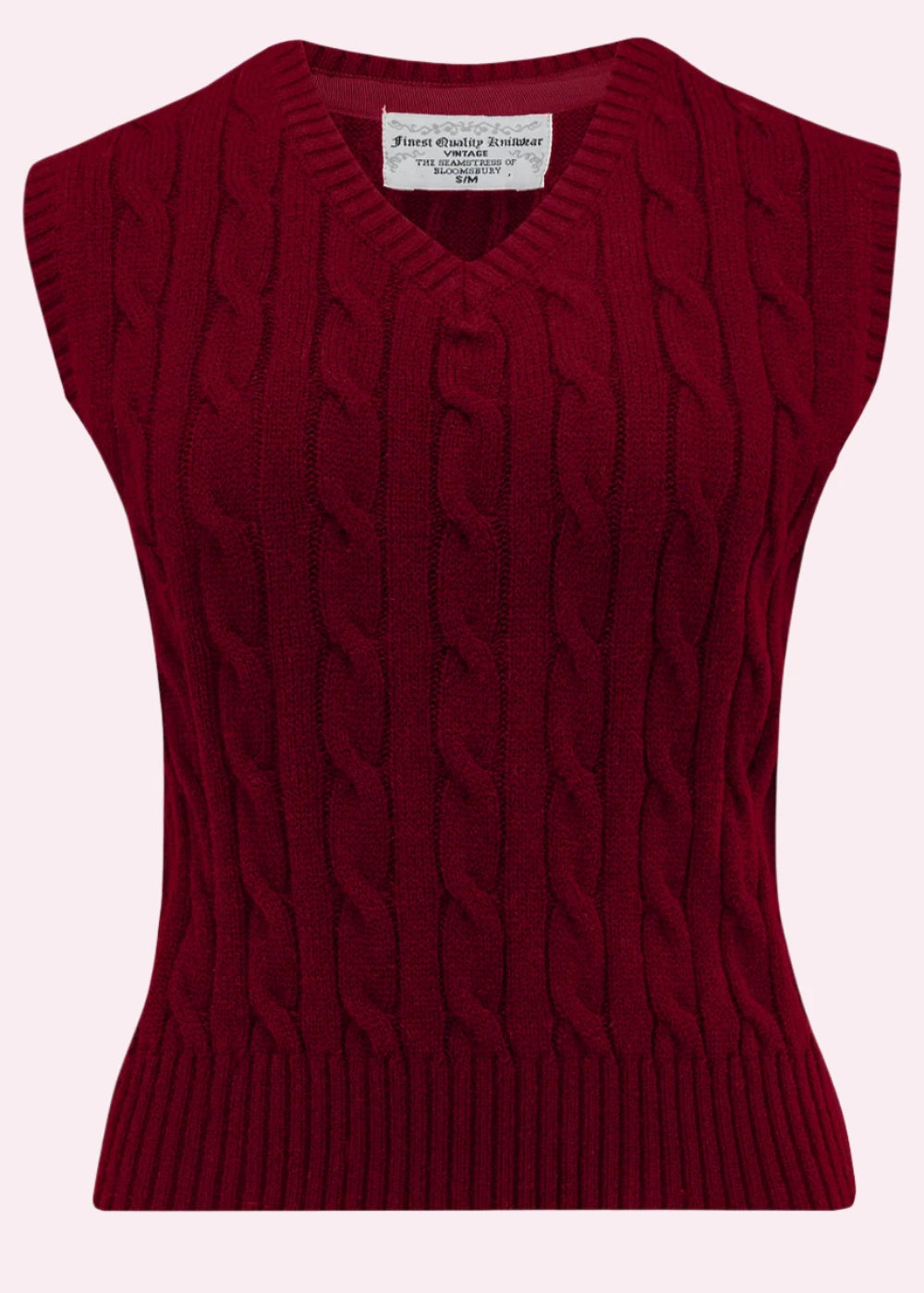 Slipover med snoninger i bordeaux strik Seamstress Of Bloomsbury