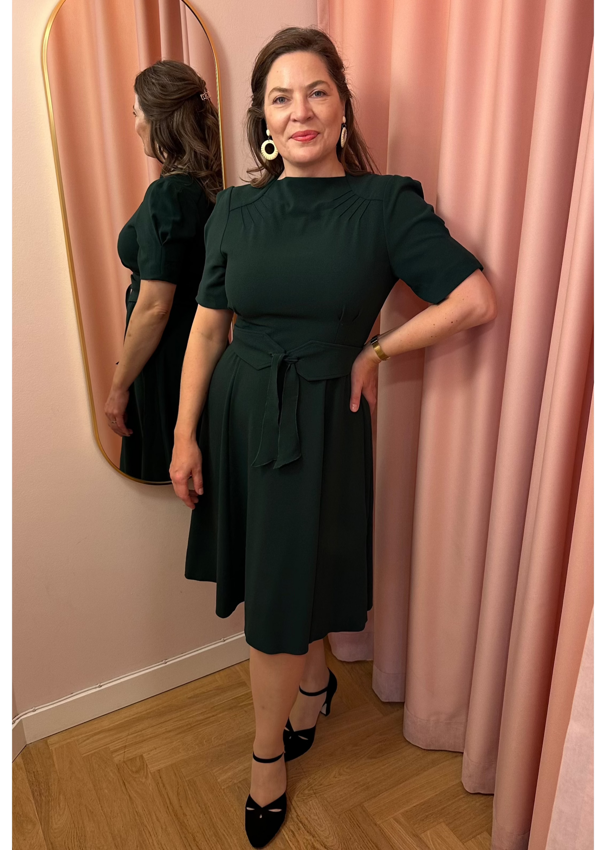 新品同様FOXEY NEW YORK Knit【Chape Dress】40 Stanwyck 40s style dress in green from House of Foxy