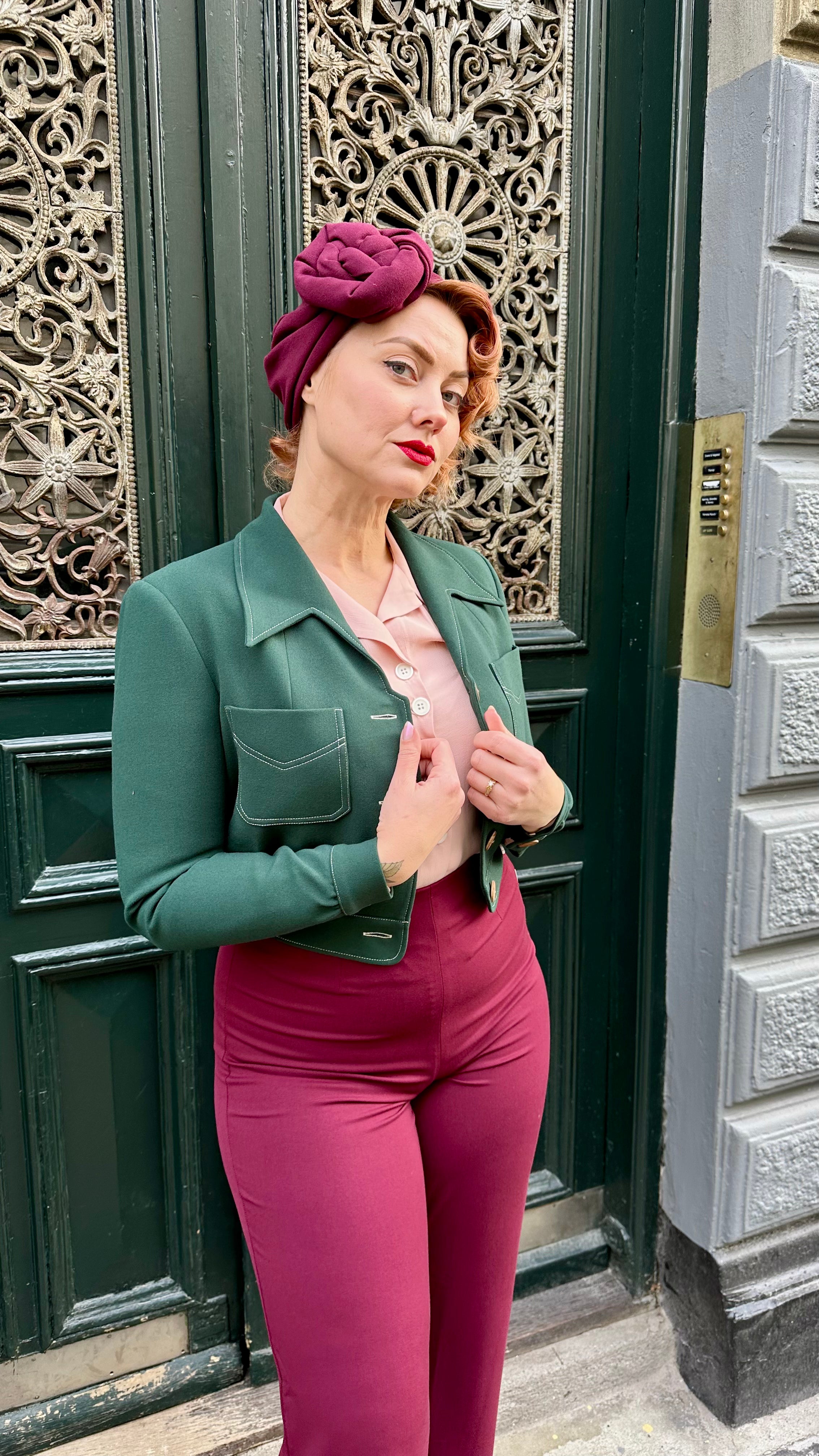 Sweetheart vintage stils skjortebluse i rosa blush langærmet skjorte House of Foxy