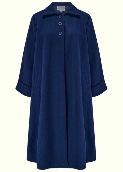 Swing frakke i navy uld frakke Seamstress Of Bloomsbury