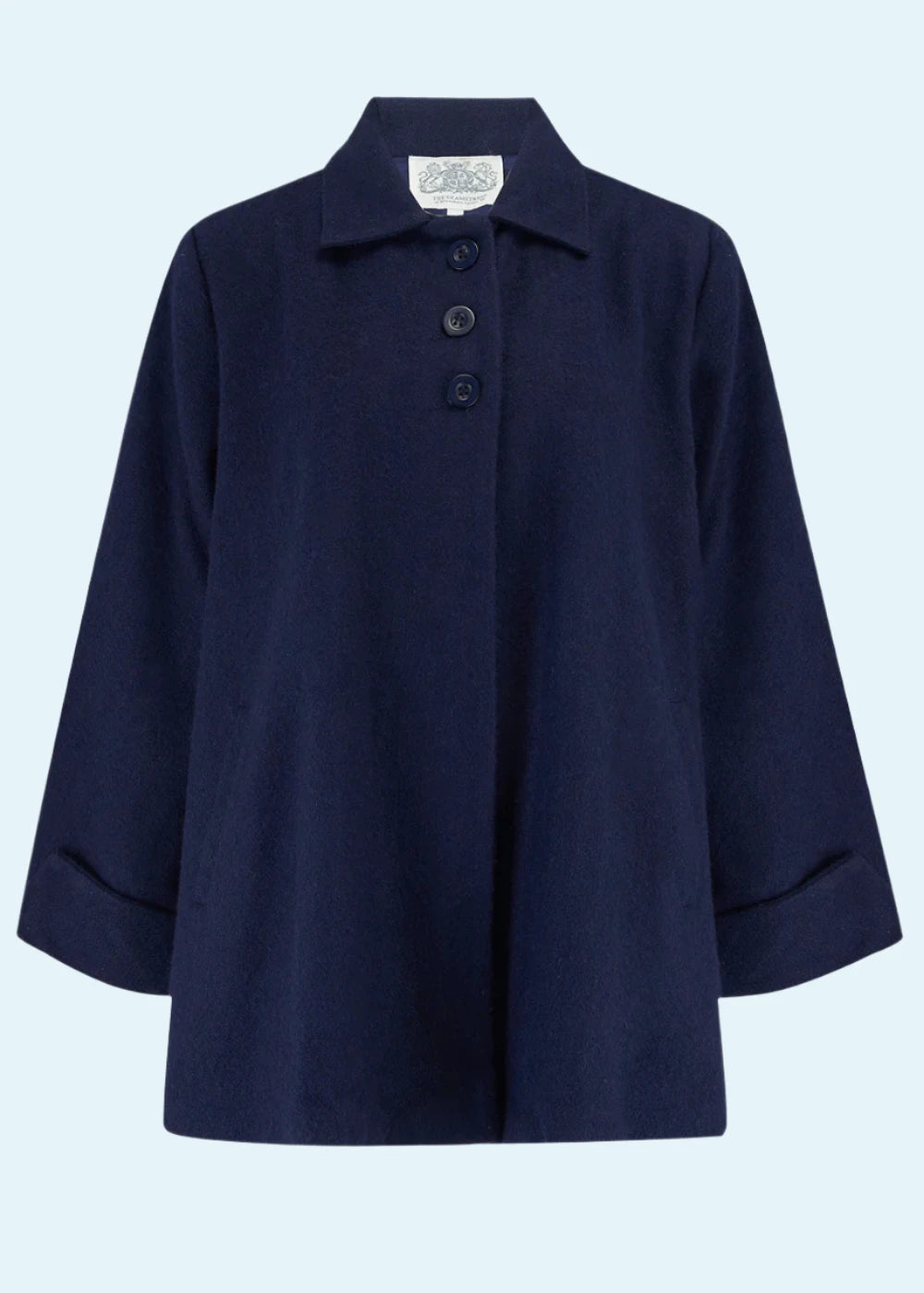 Swing jakke i navy uld frakke Seamstress Of Bloomsbury