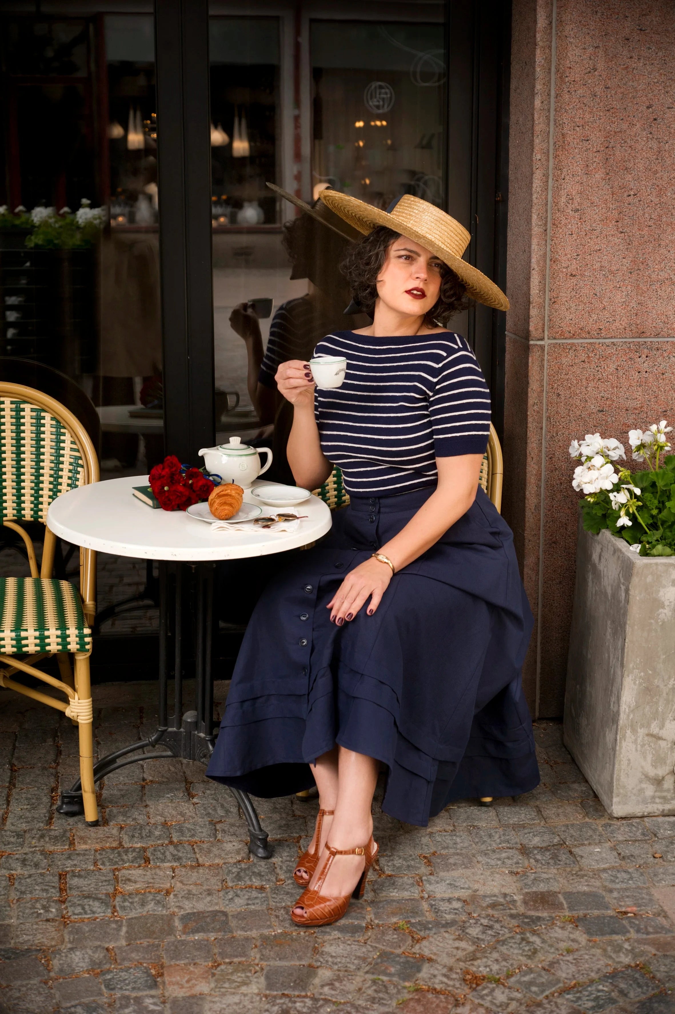 The "Emmy Goes to Paris" Top - Navy stribet uld bluse Emmy Design