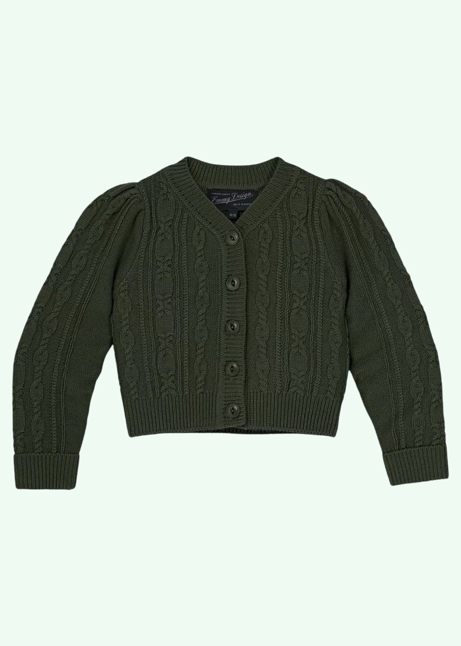 The little Ice Skater Cardigan pine green melange cardigan Emmy Design