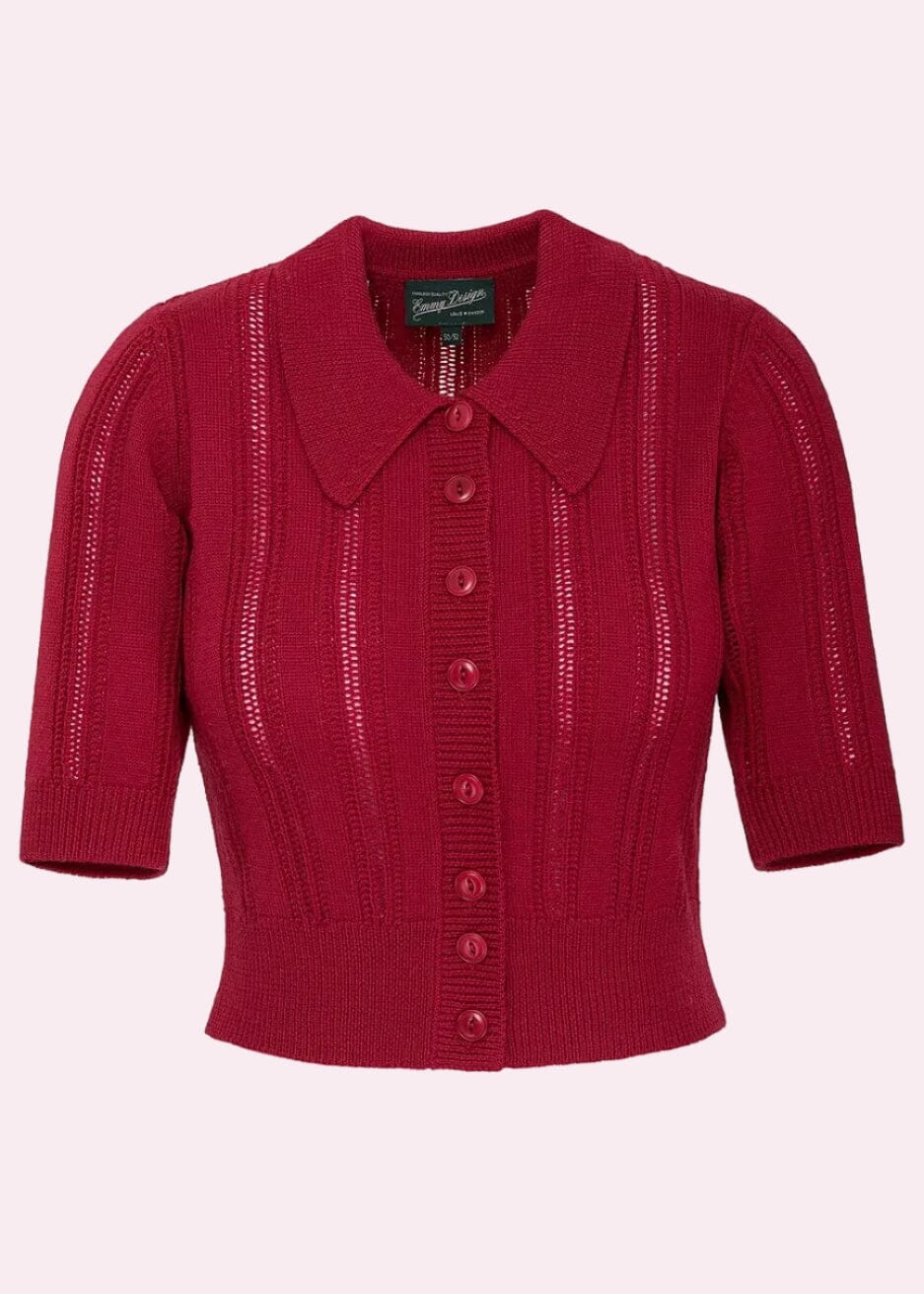 The Non Contrast Cardigan - Rød bluse Emmy Design