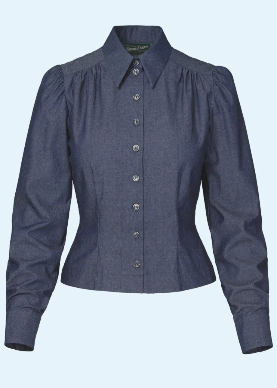 The Spectacular Spearpoint skjorte i dark denim langærmet skjorte Emmy Design