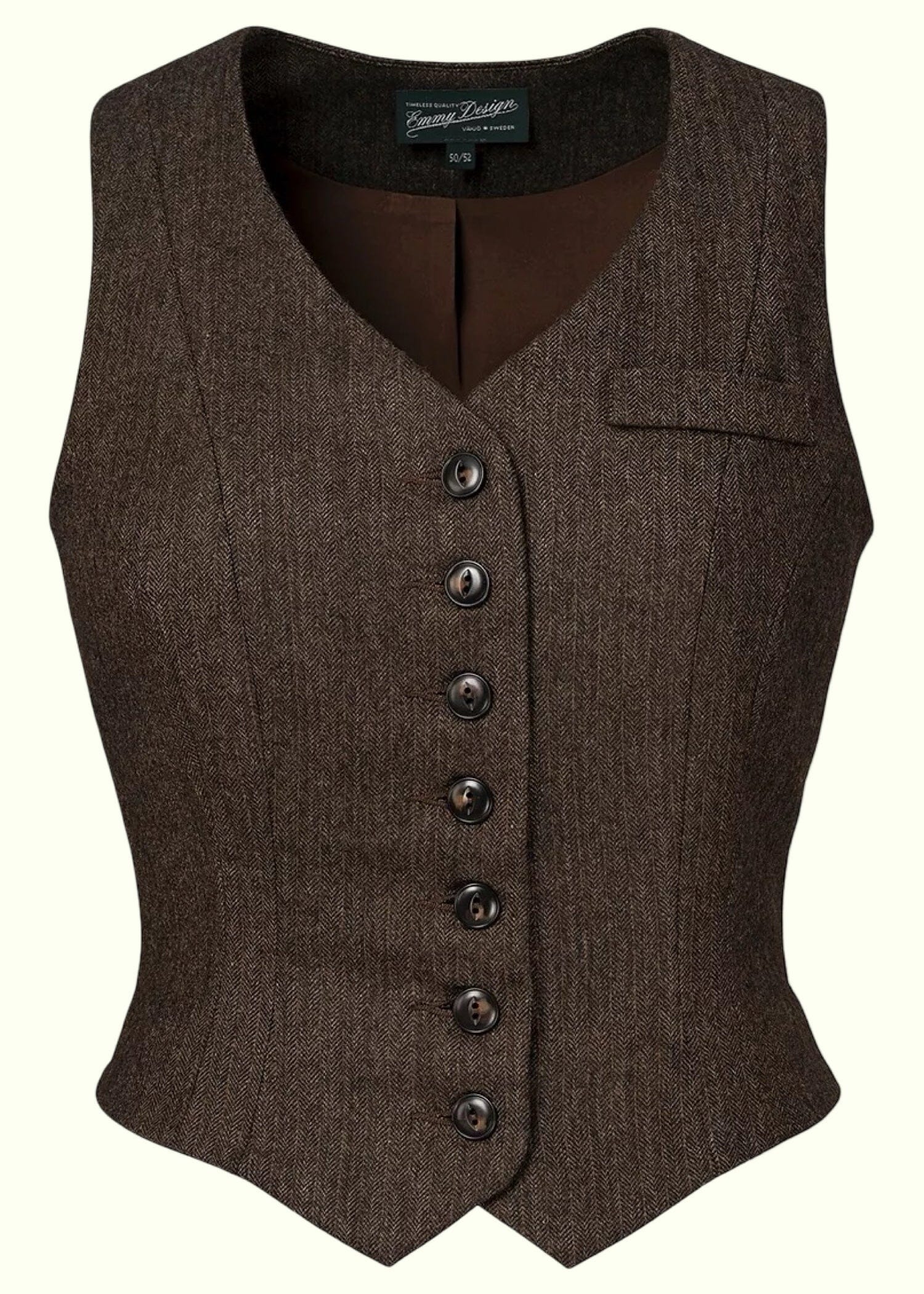 The Suit Up Waistcoat Brown pinstripe herringbone Emmy Design