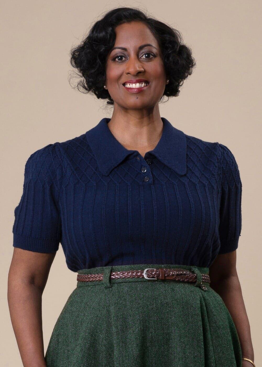 The Tiptop Knit Top i Midnight navyblå tøj Emmy Design