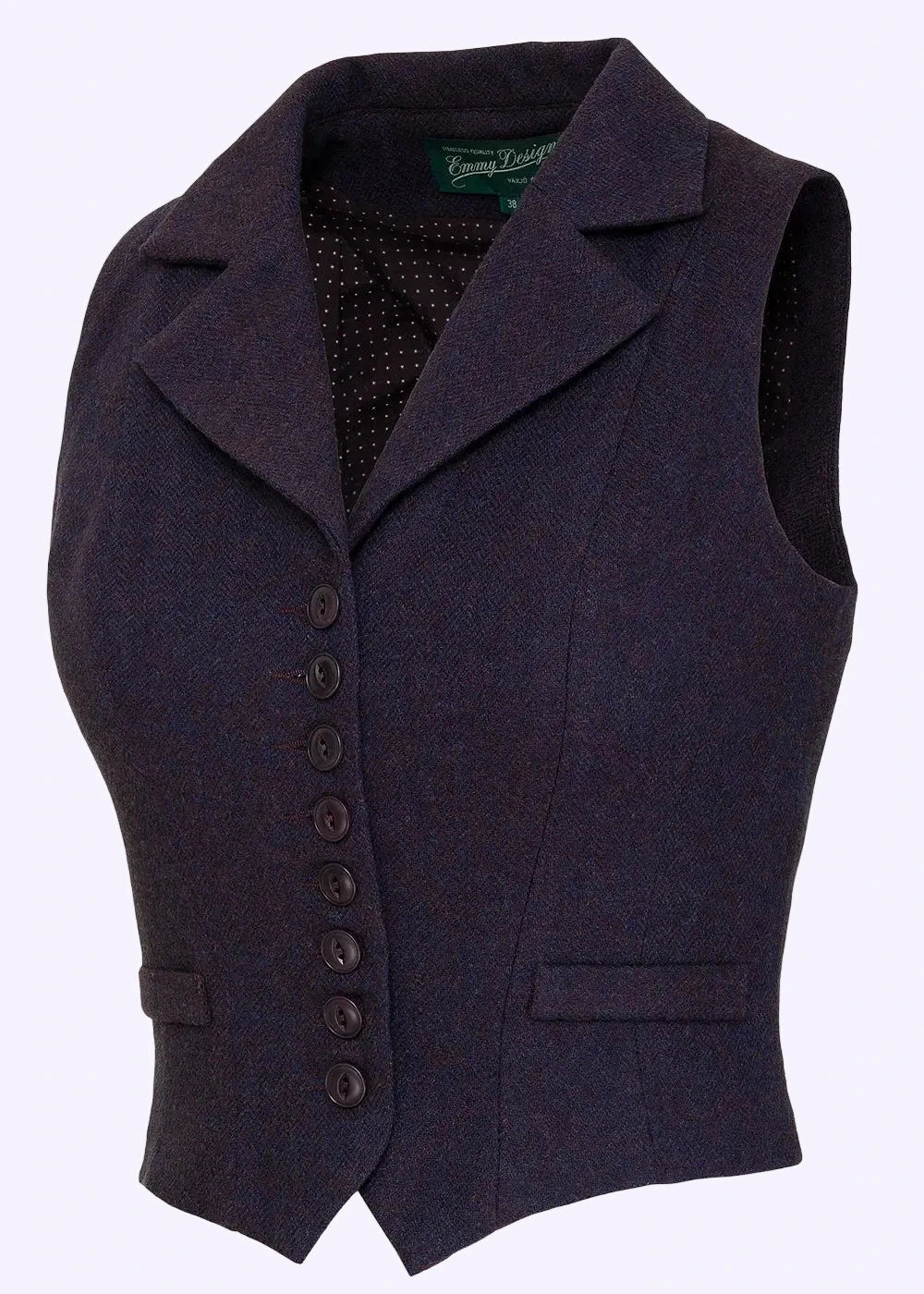 The Watchmaker’s Waistcoat - Maroon & midnight wool tweed vest Emmy Design