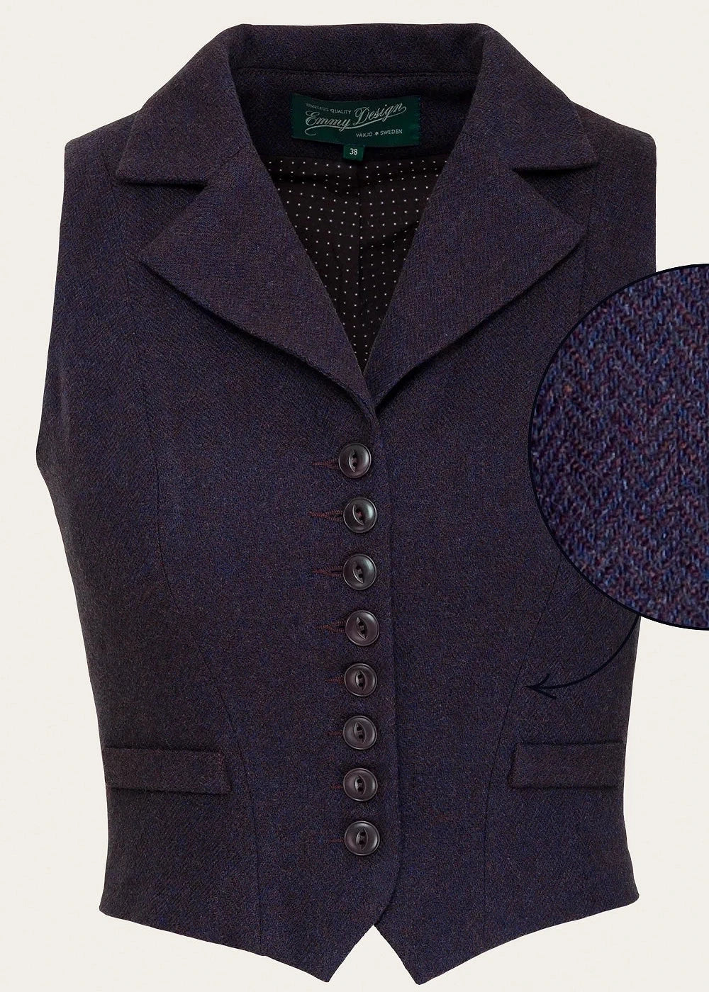 The Watchmaker’s Waistcoat - Maroon & midnight wool tweed vest Emmy Design