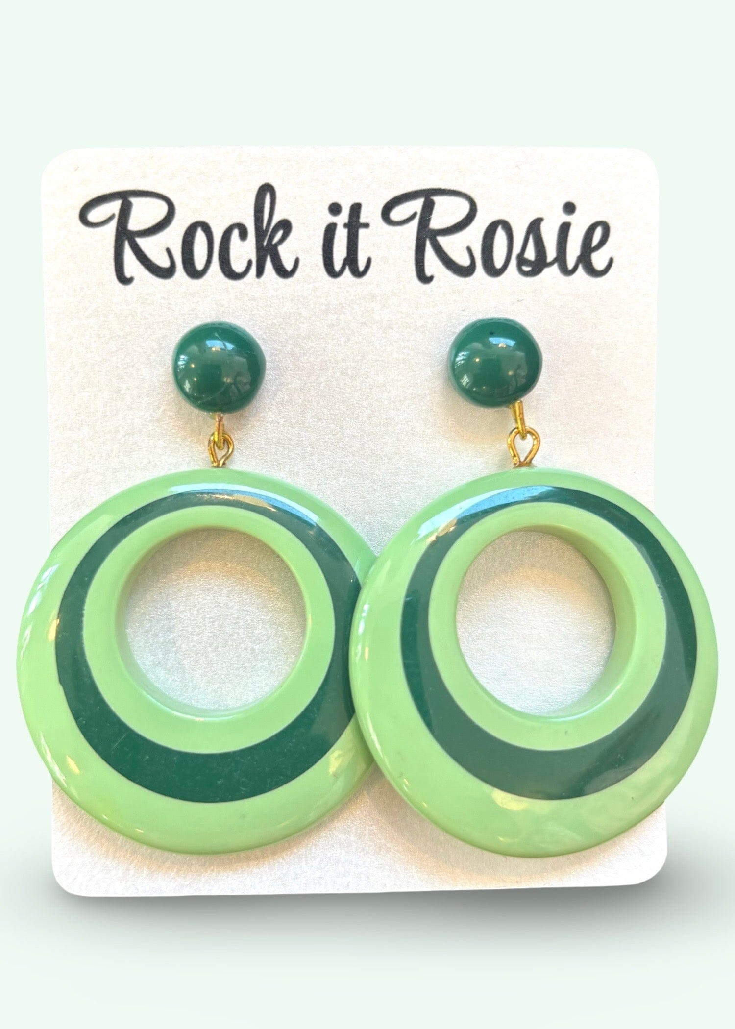 Two tone hoop øreringe i grøn Accessories Rock It Rosie