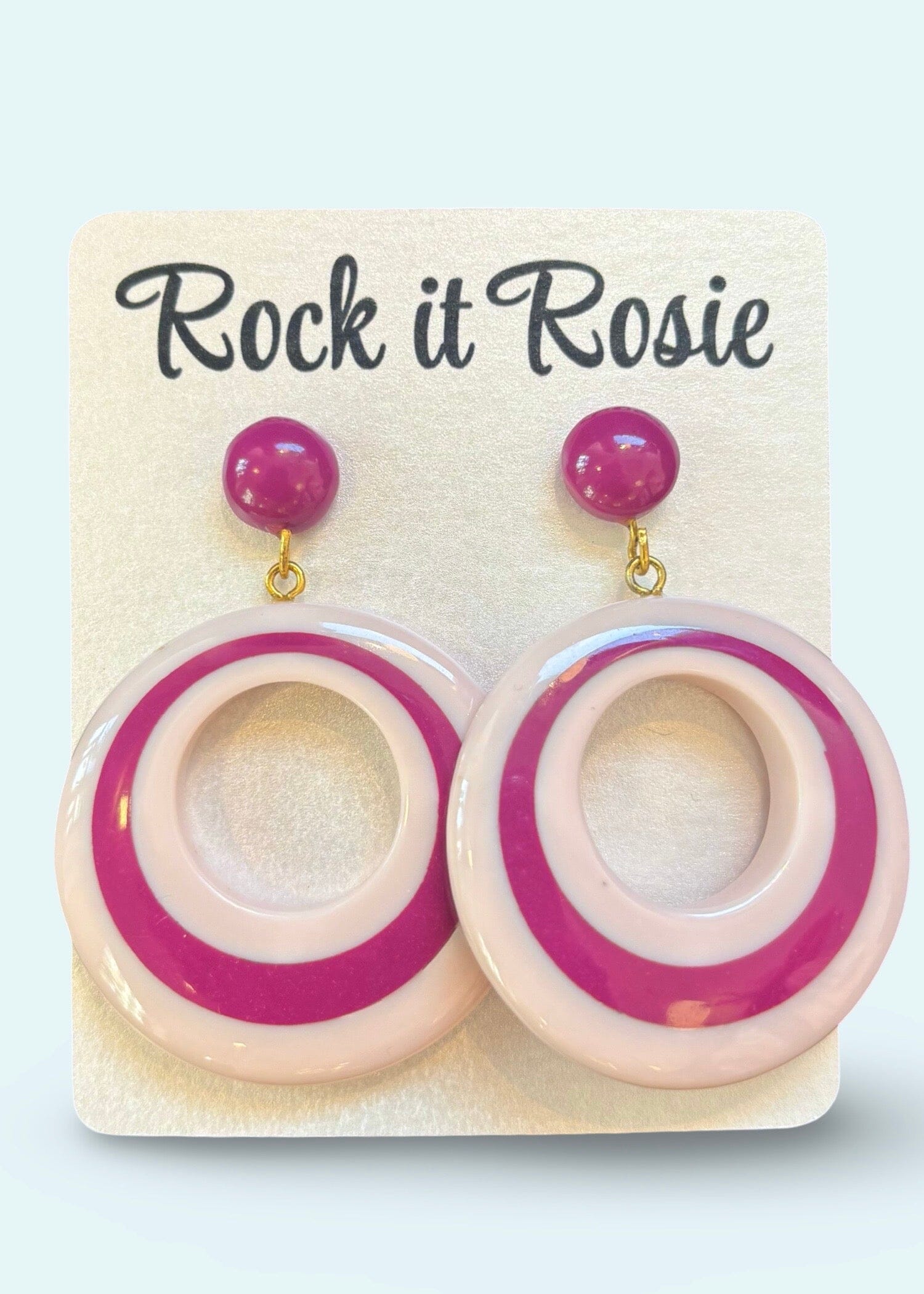 Two tone hoop øreringe i lyserød/ magenta Accessories Rock It Rosie