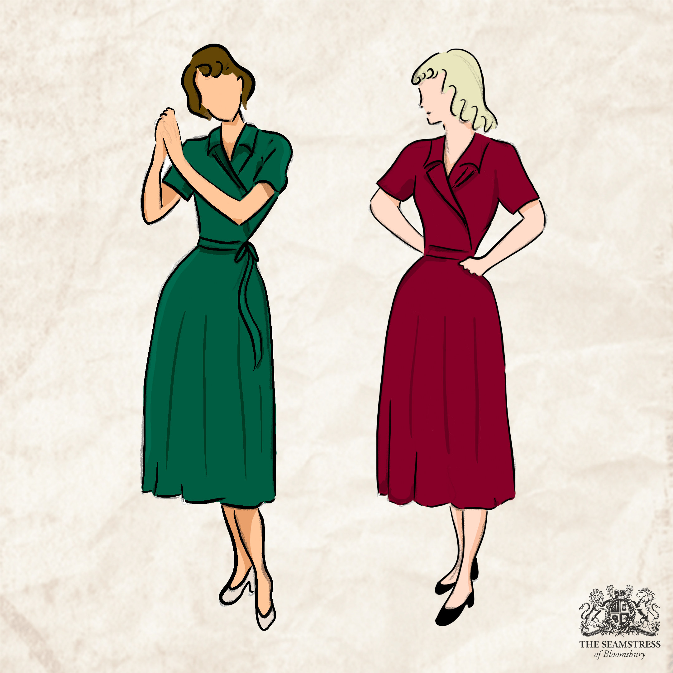 Bloomsbury: Slåom kjole i vinrød toej Seamstress Of Bloomsbury