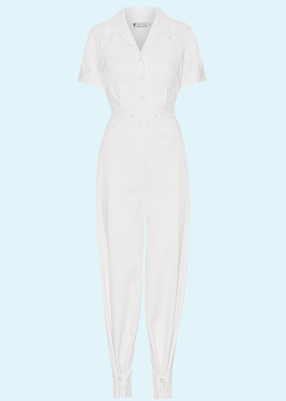 Daisy Dapper: Maxine buksedragt med korte ærmer i off-white toej Daisy Dapper
