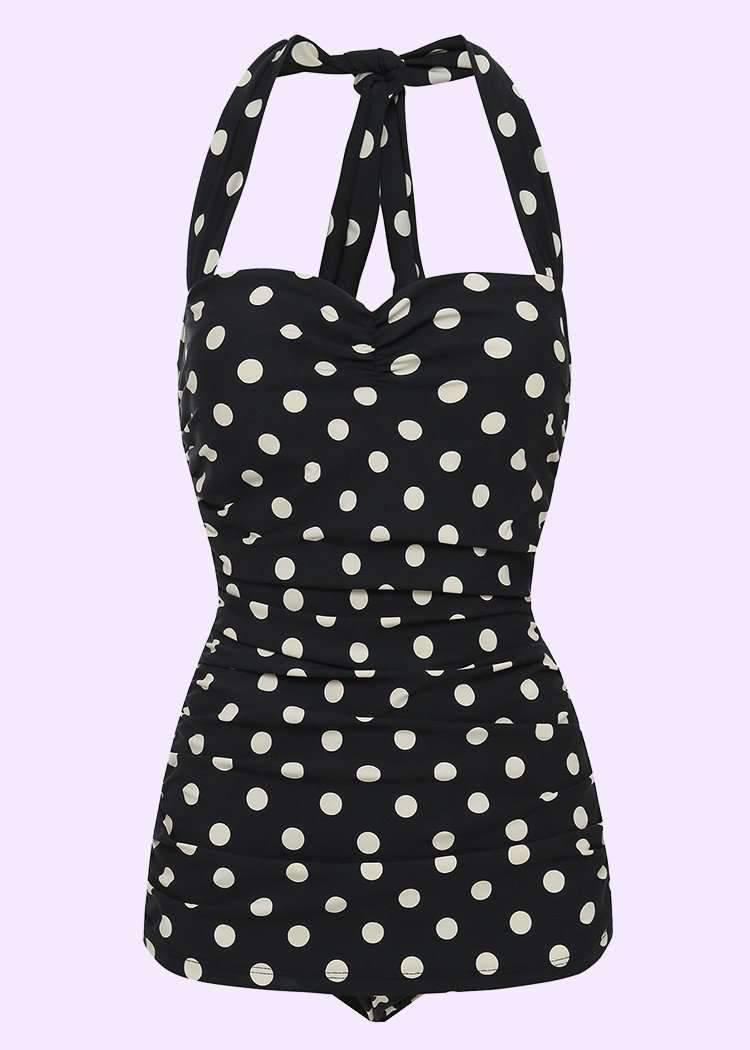 Esther Williams: Sort 50'er badedragt med hvide prikker toej mondokaos