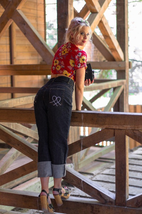 Lady K Loves: Le Wilds Jeans 32" i mørkeblå toej Mondo Kaos
