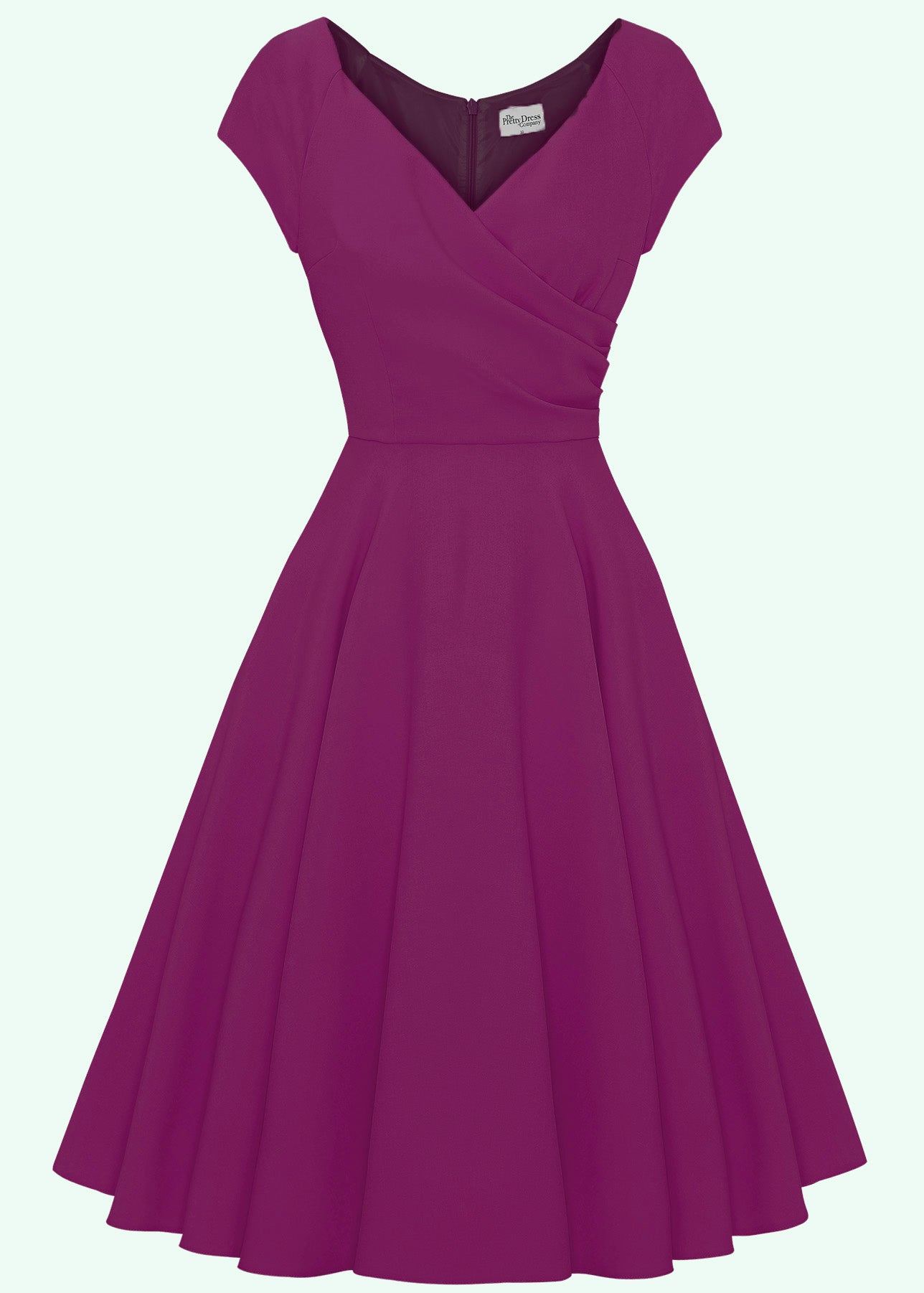 Pretty Dress Company: 1950'er Hourglass swingkjole i Berry toej Pretty Dress Company