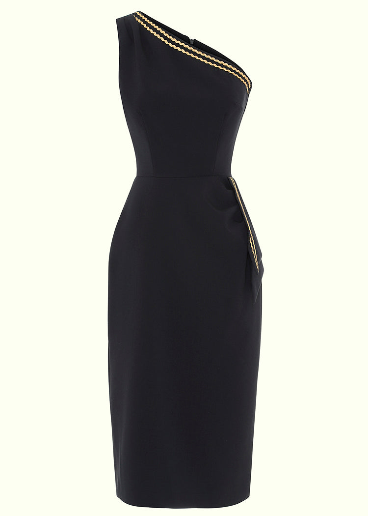 black one shoulder pencil dress Finola One Shoulder Sweater Dress