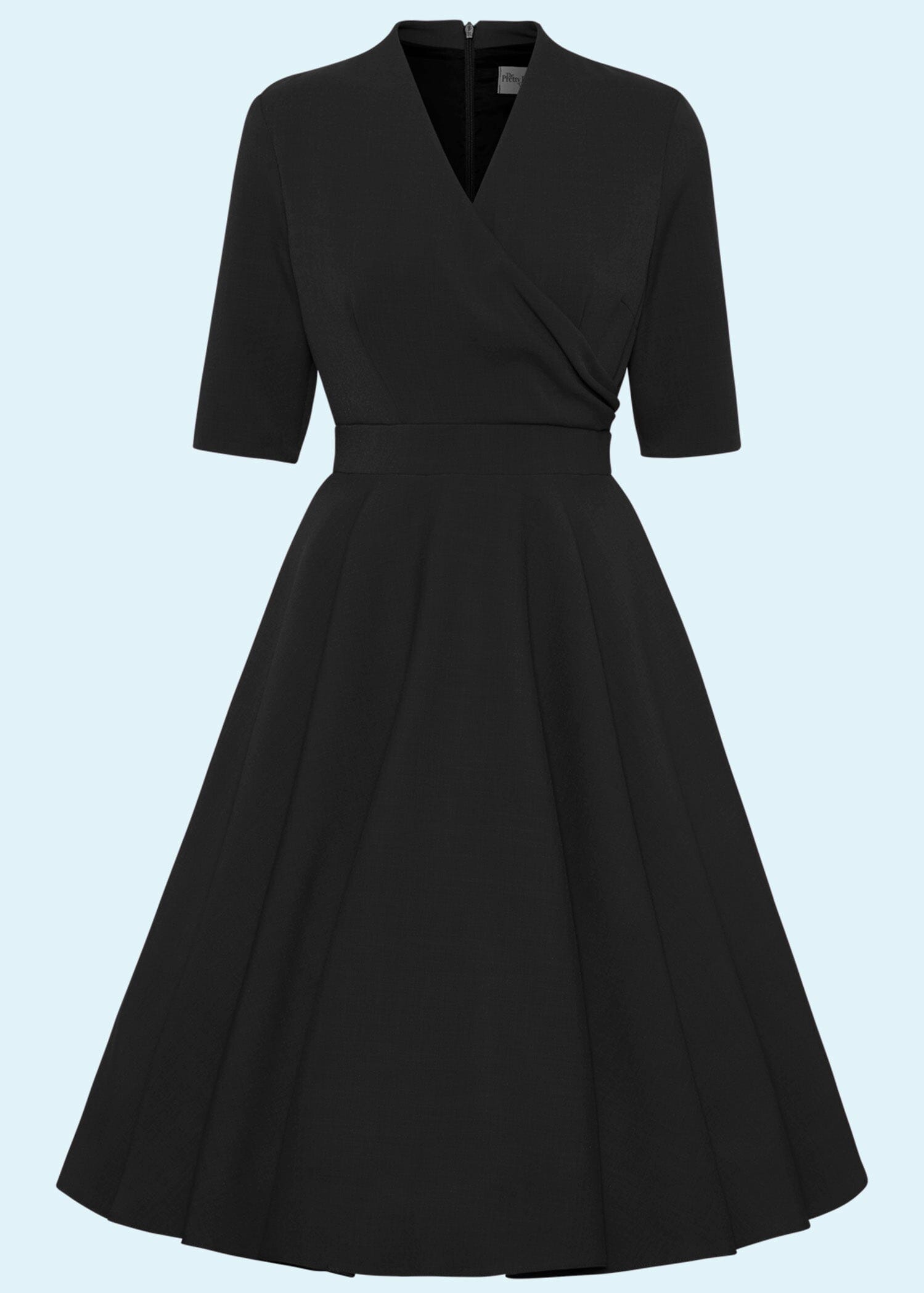 knee length dresses for ladies Classic swing dress in black from Pretty Dress Company