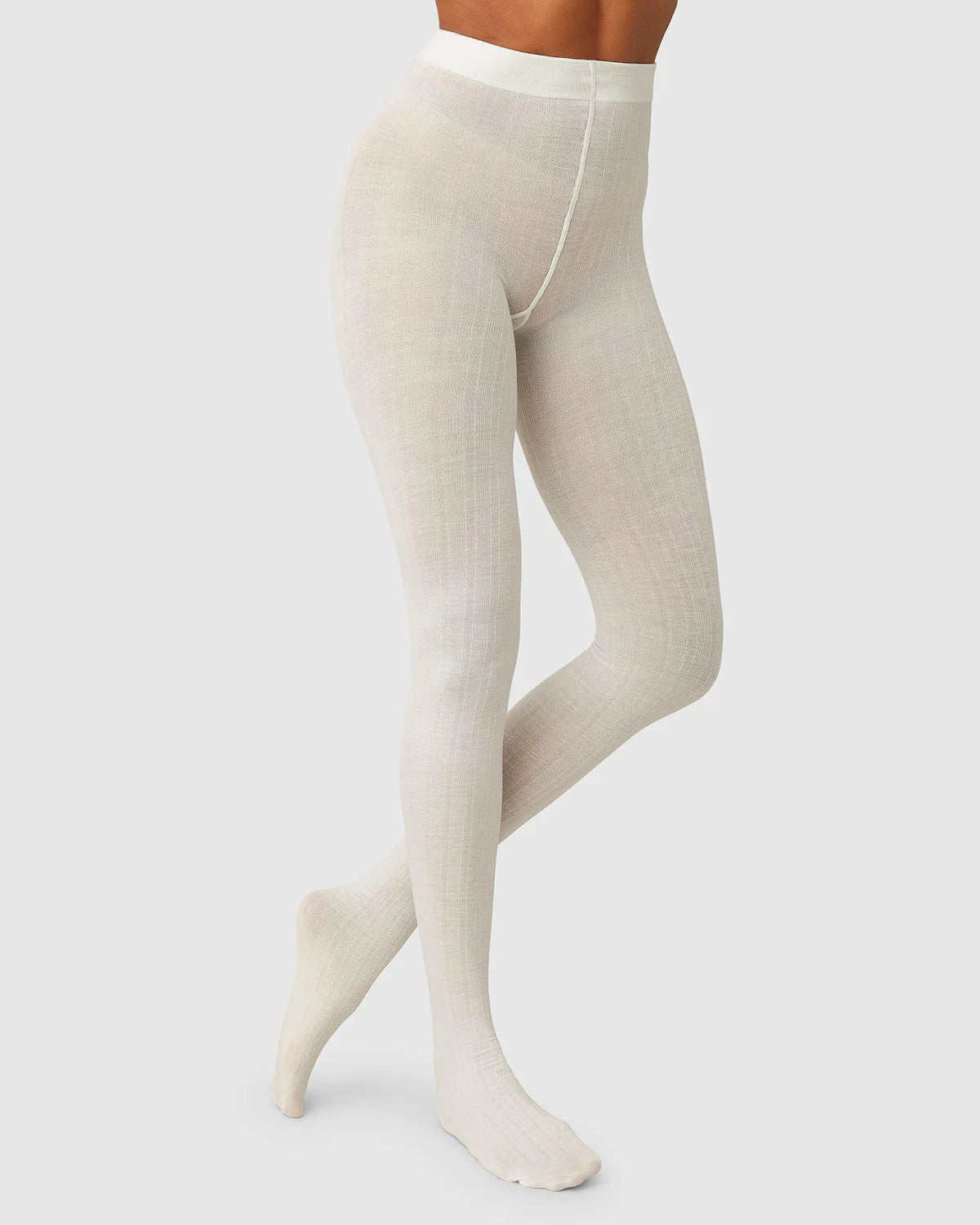 Swedish Stockings: Freja Øko uld strømpebukser, Råhvid Swedish Stockings