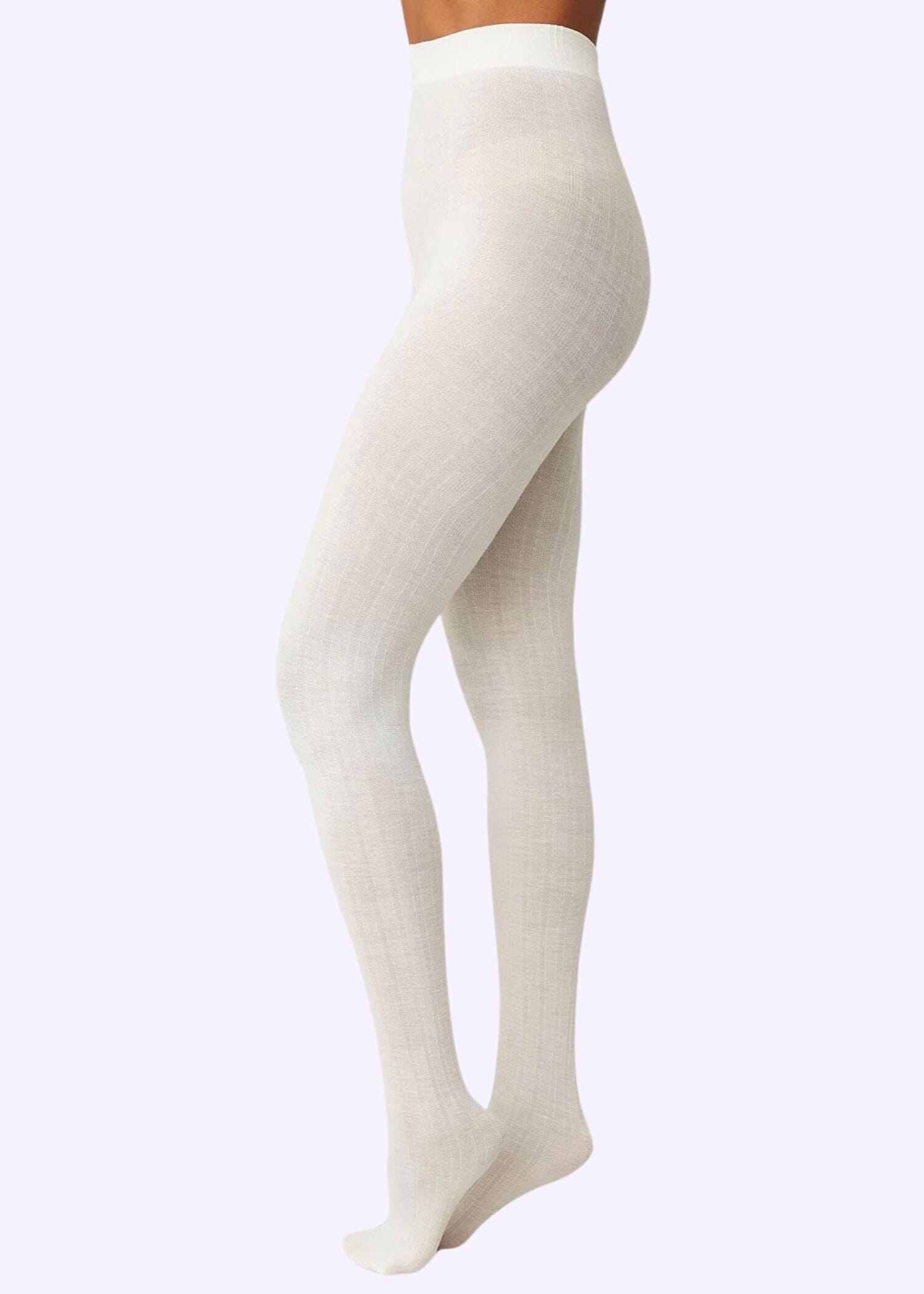Swedish Stockings: Freja Øko uld strømpebukser, Råhvid Swedish Stockings