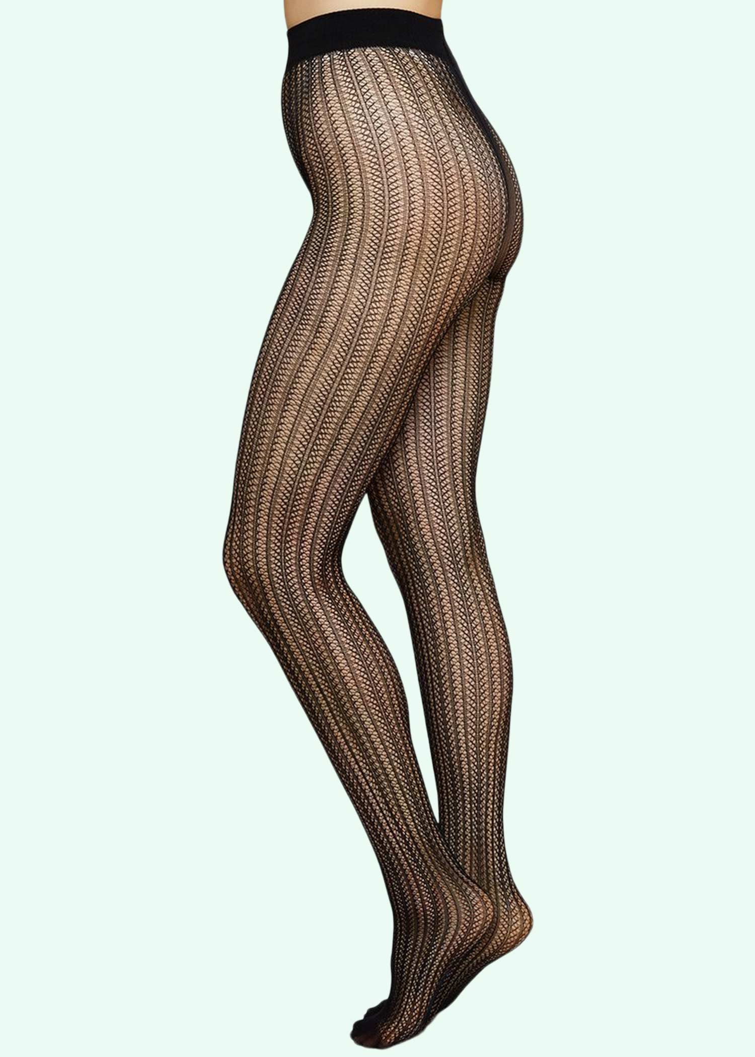 Swedish Stockings: Selma tights netstrømper i sort toej Mondo Kaos