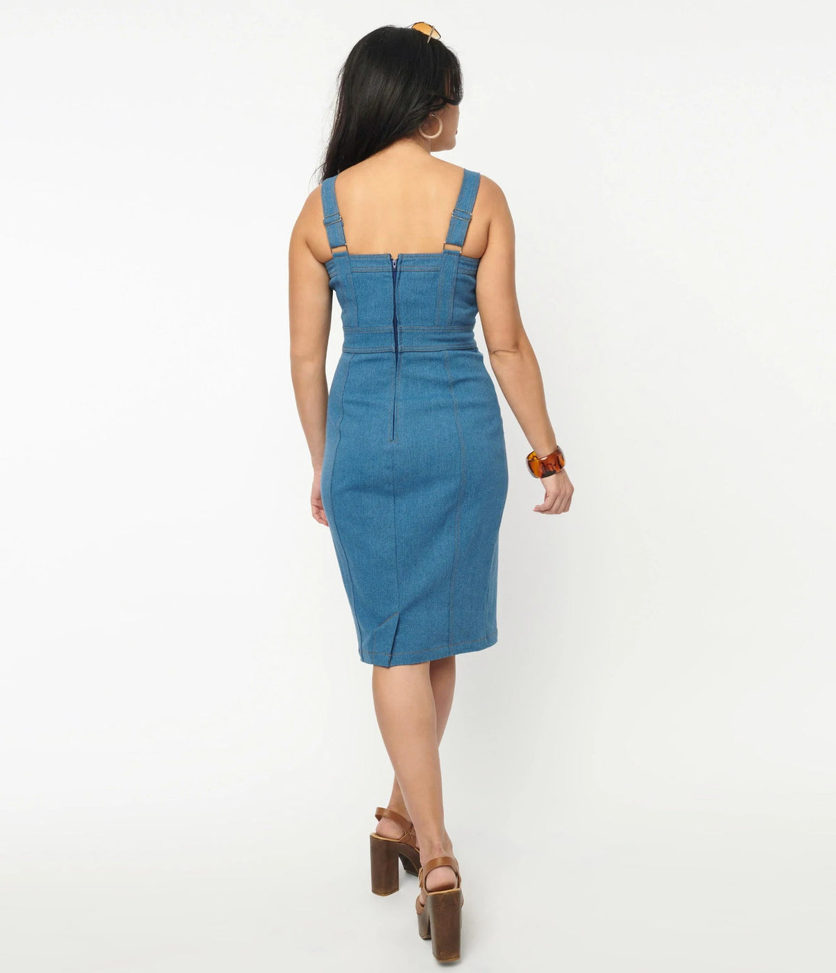 Unique Vintage: Kathleen 50'er stils pencil kjole i lys denim Unique Vintage