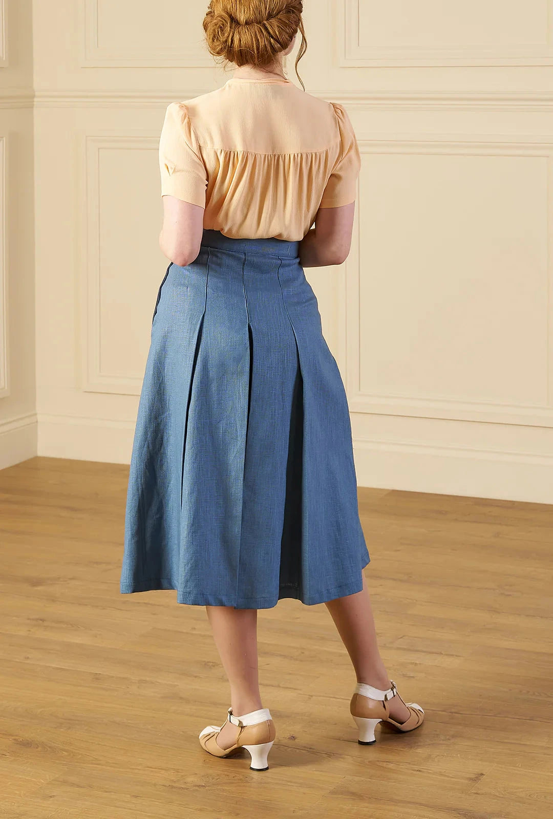 1930'er Culottes - cornflower kortærmet skjorte House of Foxy 