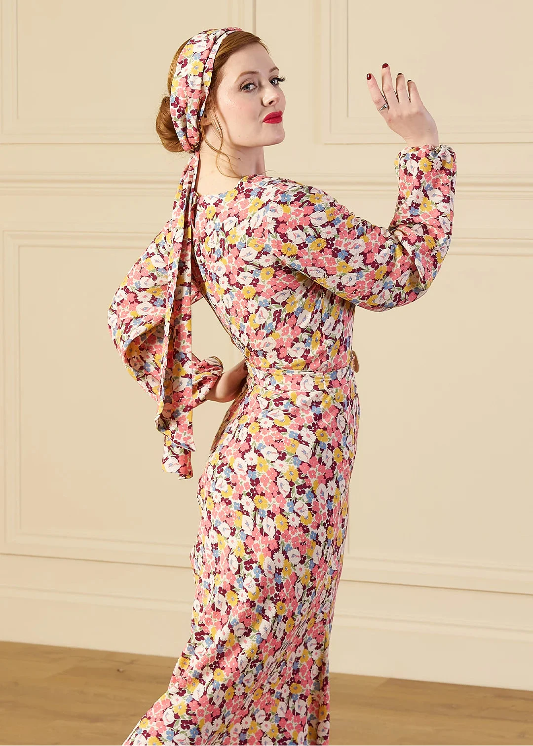 1930s Joanie Bias Cut Dress - Spring Parade skjortekjole House of Foxy 