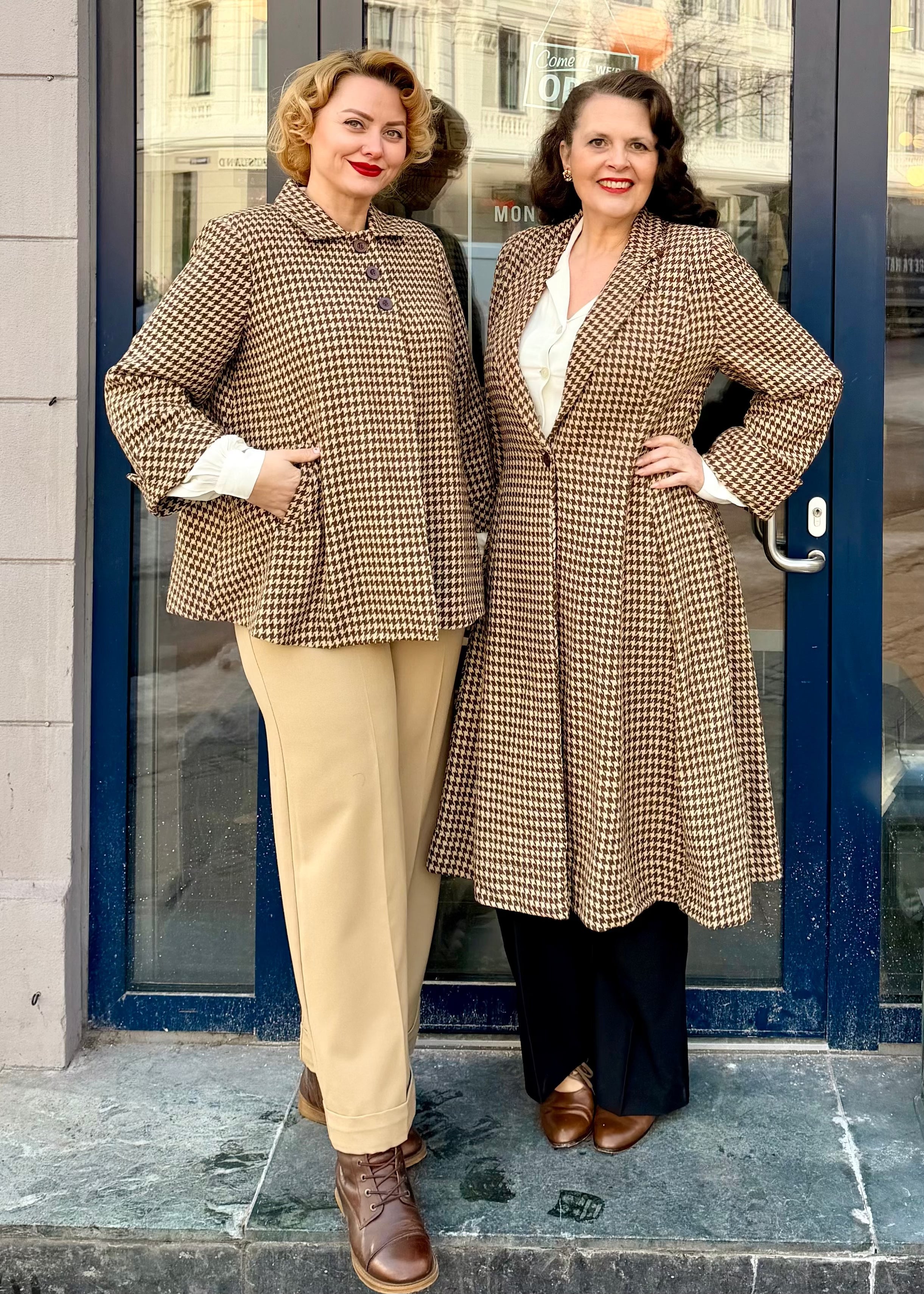 1940'er swing jakke i uld - brun pepitetern jakke Seamstress Of Bloomsbury 