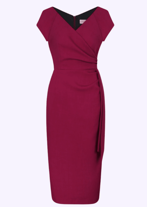 Hourglass pencil dress in navy with faux wrap from The Pretty Dress Company Hourglass pencil dress in navy with faux wrap from The Pretty Dress Company
