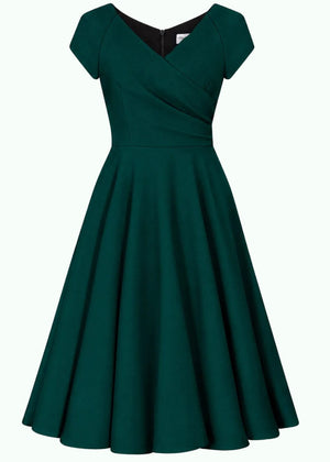 1950'er Hourglass swing kjole - mørk grøn swing kjole Pretty Dress Company 
