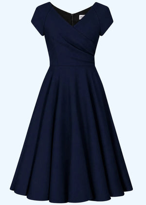 1950'er Hourglass swing kjole - navy blå swing kjole Pretty Dress Company 