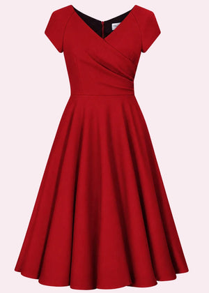 1950'er Hourglass swing kjole - rød swing kjole Pretty Dress Company 