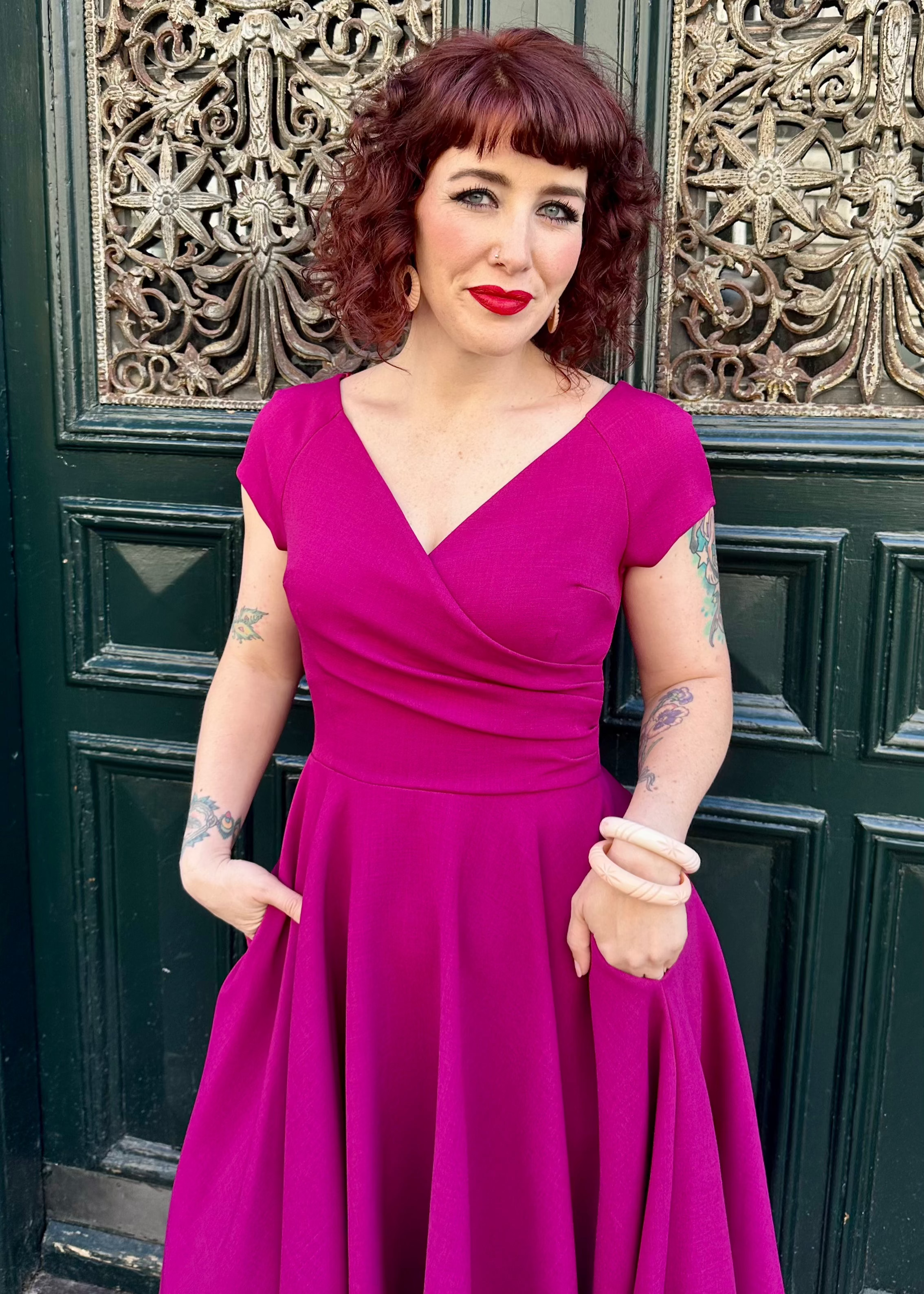 50er Hourglass swing dress in Berry | Pretty Dress Company 50er Hourglass swing dress in Berry | Pretty Dress Company