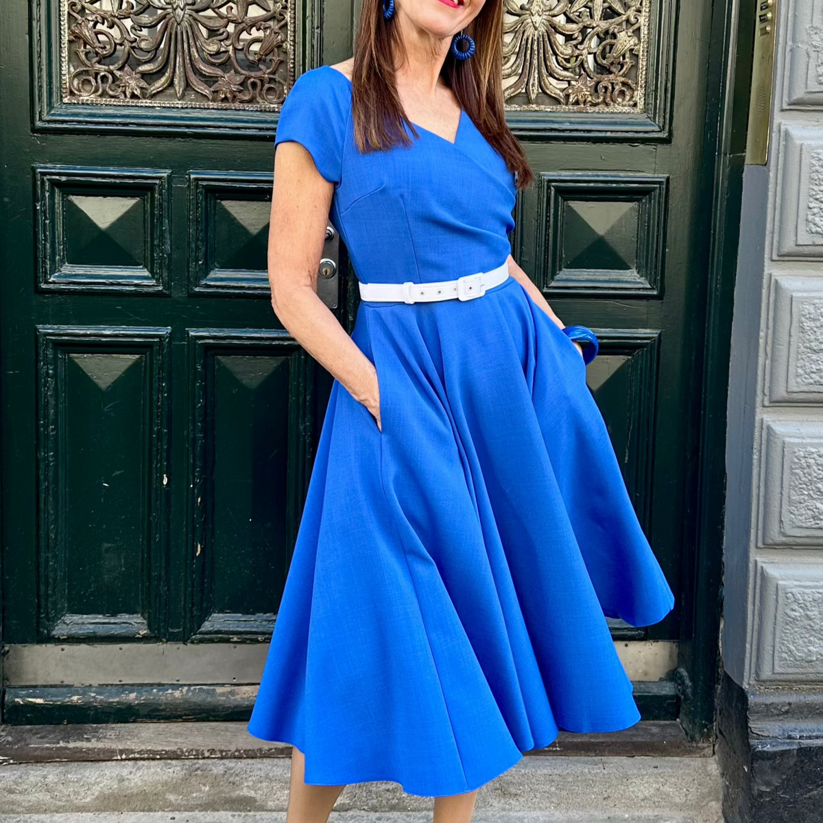 Hourglass swing dress in cobalt blue from Pretty Dress Company Hourglass swing dress in cobalt blue from Pretty Dress Company