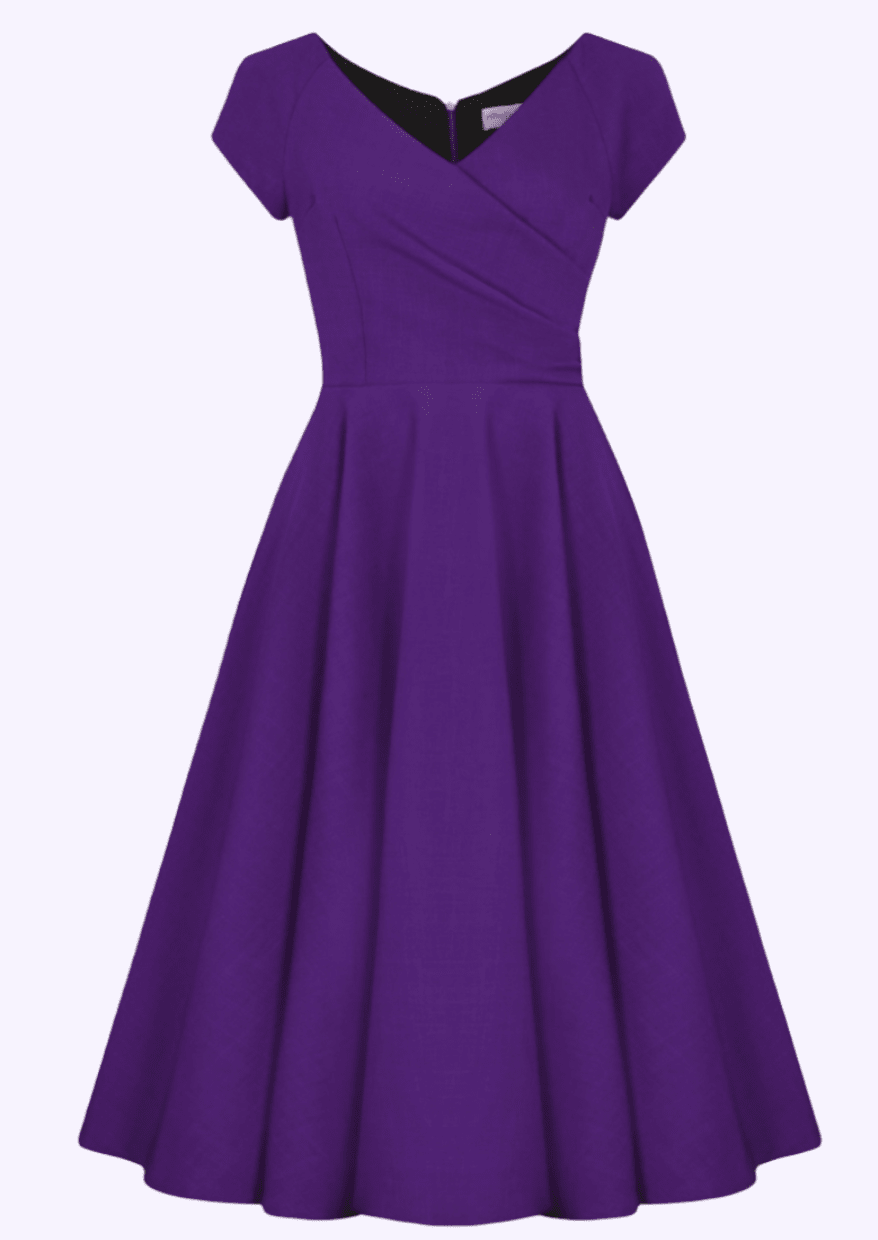50s Hourglass swing dress in purple