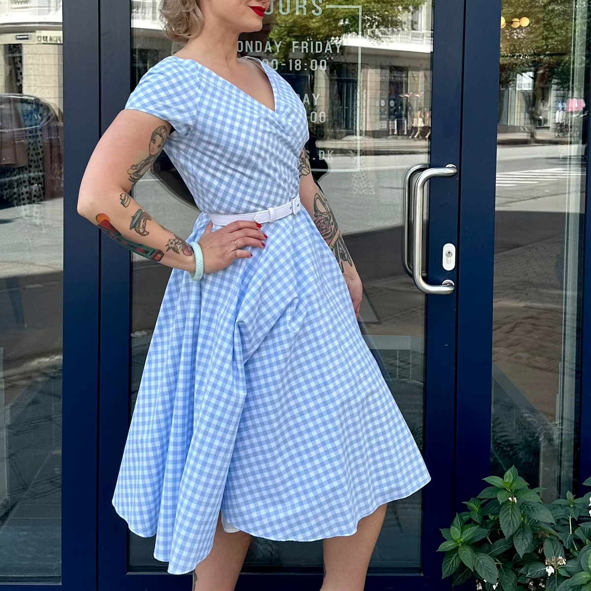 blue gingham swing dress Banned Sky Blue Gingham Lola Swing Dress - Medium