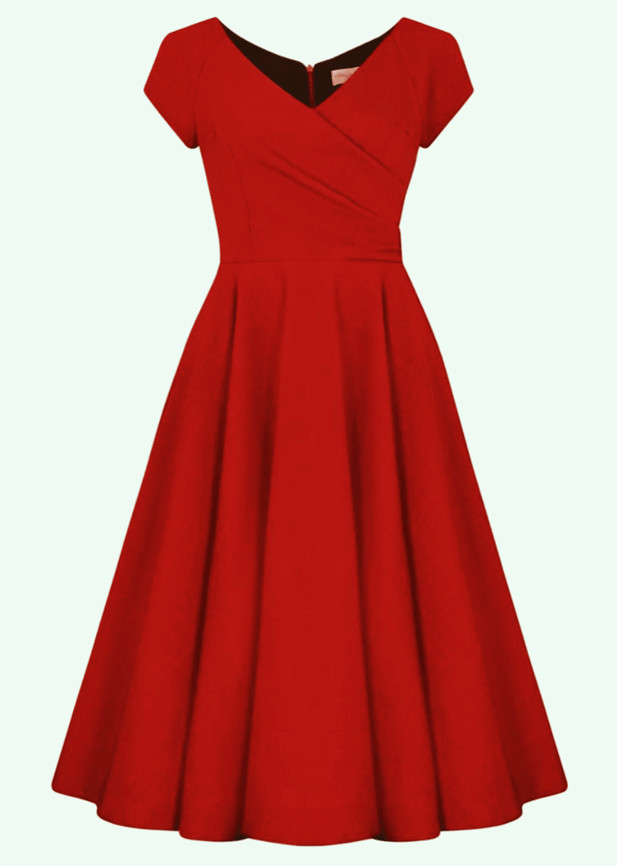 50er Hourglass swing dress in red | Pretty Dress Company