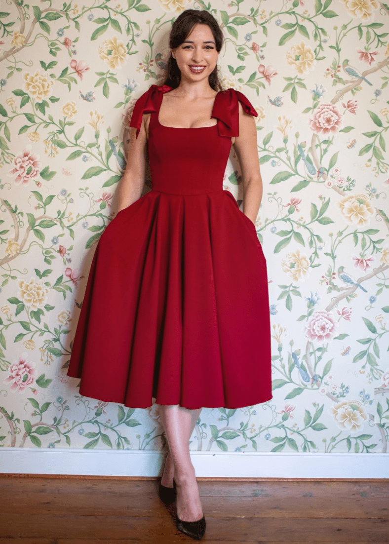 1950'er Josephine swing kjole - bordeaux swing kjole Pretty Dress Company 