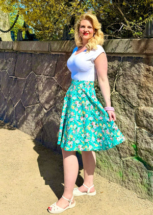 1950'er stils swingnederdel - green roses swing nederdel Daisy Dapper 